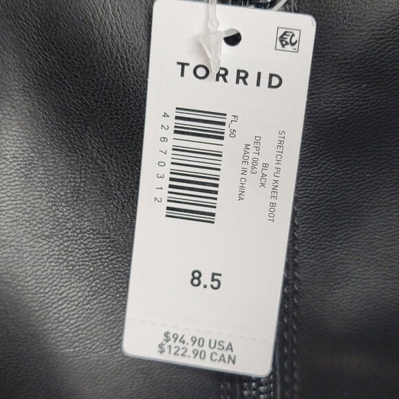 NWT Torrid Wide Calf Black Platform Stretch Knee Boots 8.5 WW 8.5WW - Picture 9 of 11